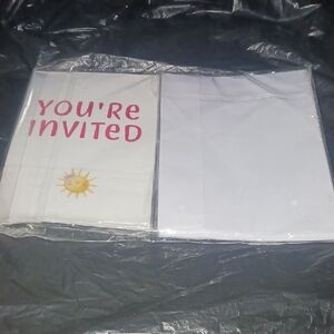 You're Invited Party Invitation Cards - Pink and White